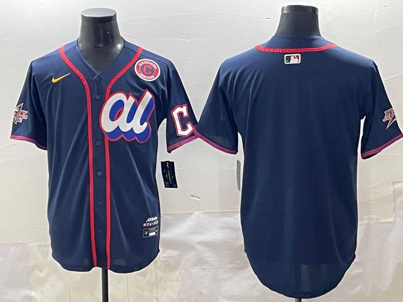 Men 2025 Cleveland Indians Blank Drak Blue All star Blank Blue Nike MLB Jersey style 2->cleveland indians->MLB Jersey